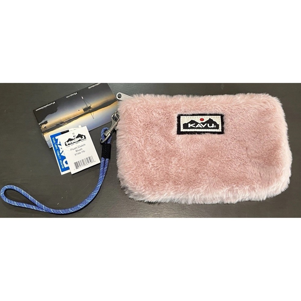 Kavu Plush Clutch Blush Pink Zipper Pouch Wallet‎ Fleece